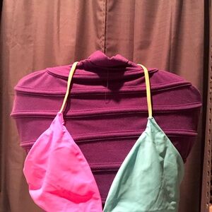 Kamoni - Strappy Tie-Back Swim Top - Pink/Blue - NWT